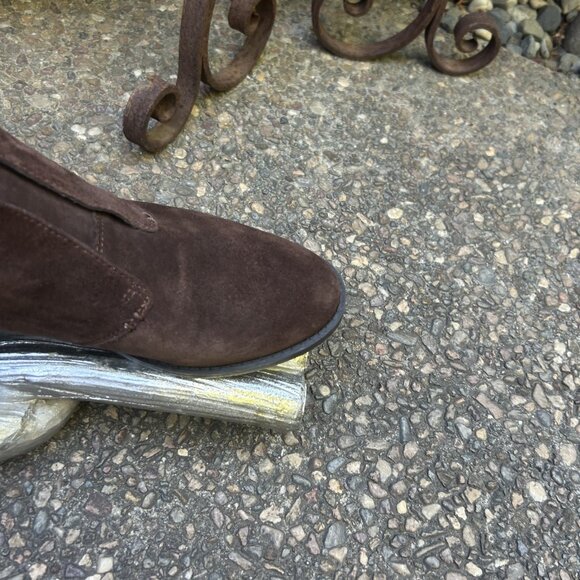 Franco Sarto Isolde Dark Brown Suede Leather Chukka Ankle Booties Size 9 - Picture 10 of 11